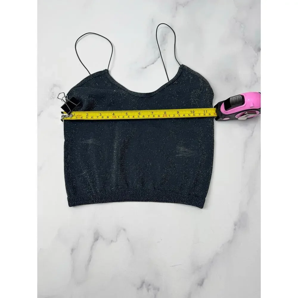 Free People Intimately Metallic Shimmer Cropped Cami Bralette Teal Gold XS/S Y2K